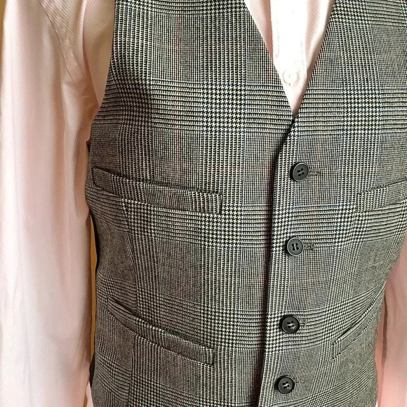 VINTAGE Plaid Menswear Wool Waistcoat Size M - Picture 5 of 15